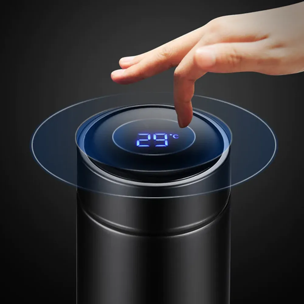 Smart LED Temperature Display Water Bottle- Thermal Bottle Tea Infuser (Black)