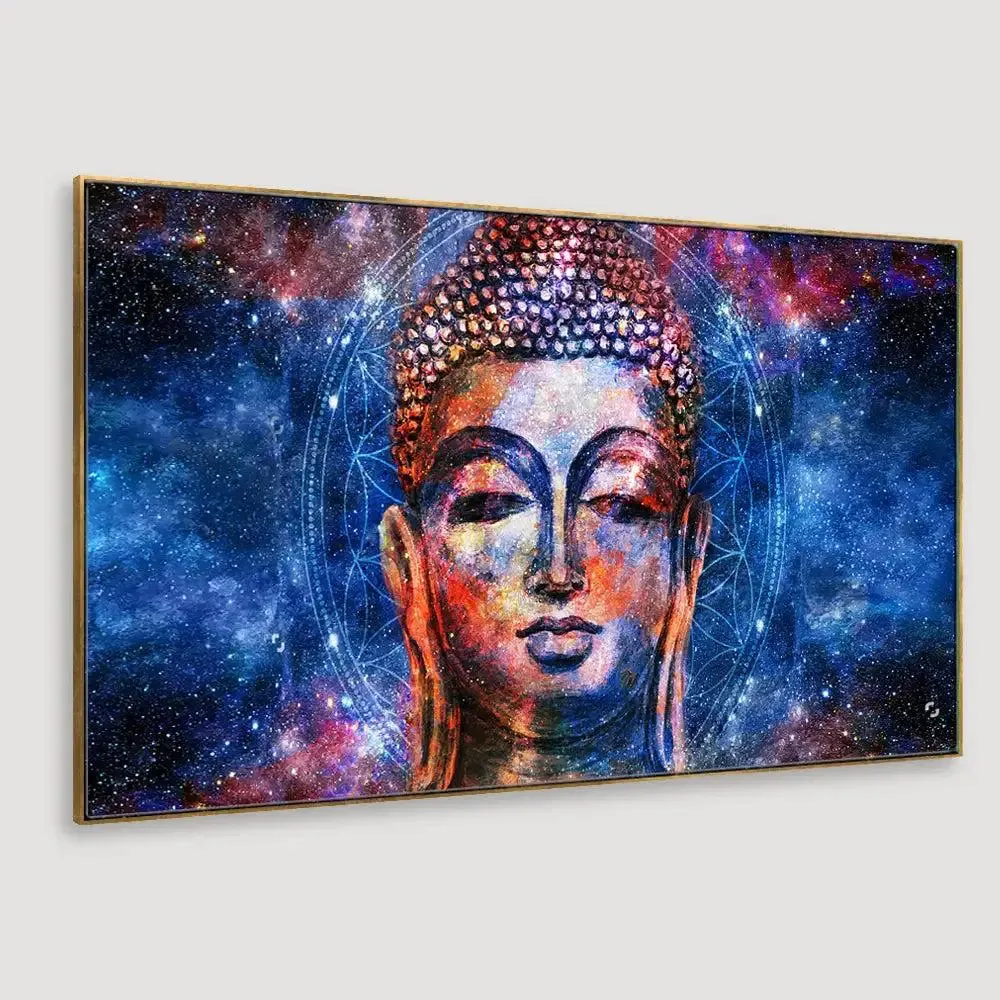 Smiling Calm Buddha Canvas Wall Painting With Frame