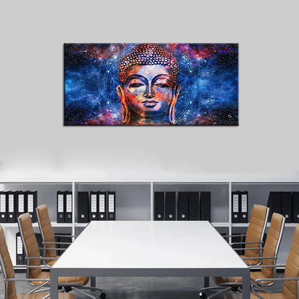 Smiling Calm Buddha Canvas Wall Painting With Frame