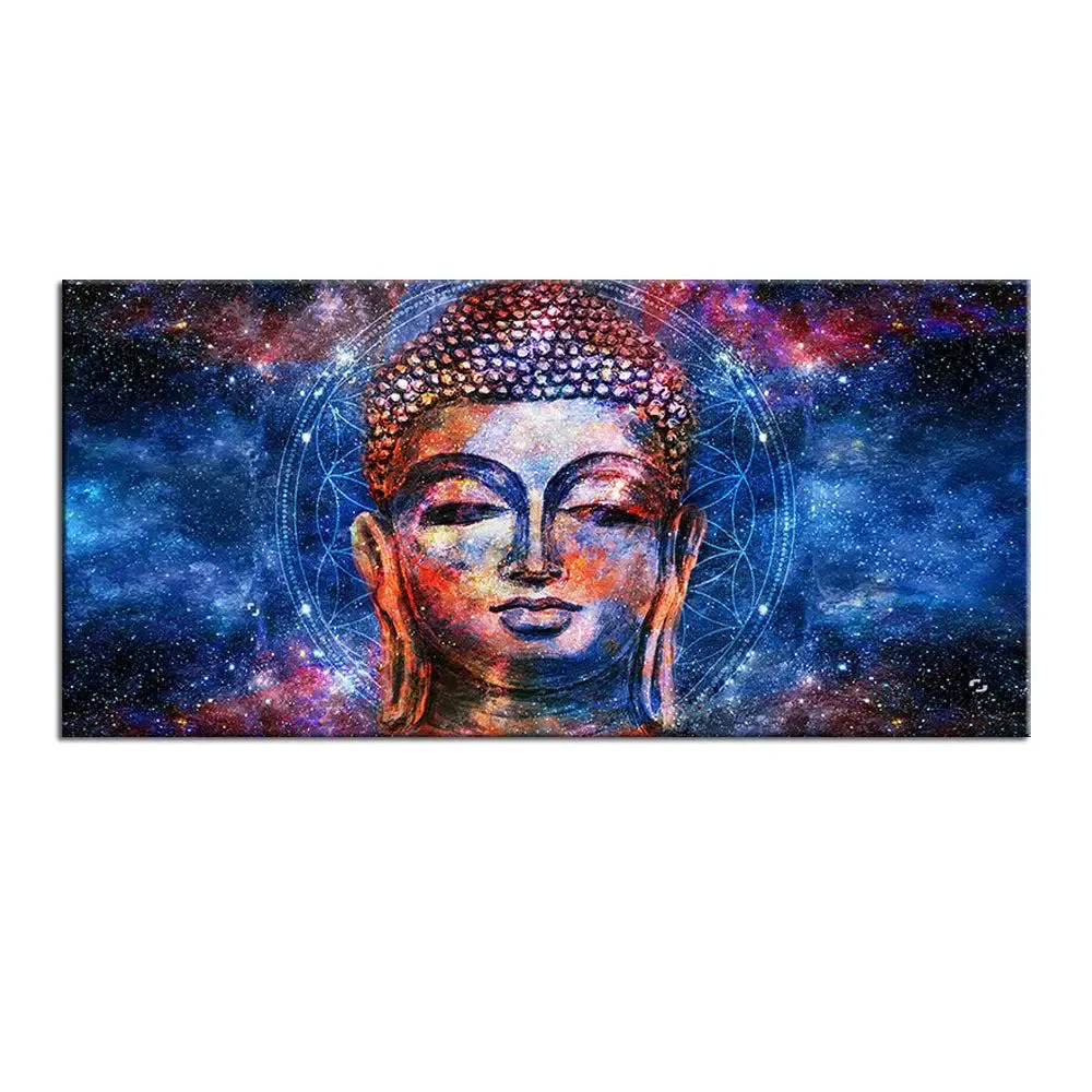 Smiling Calm Buddha Canvas Wall Painting With Frame
