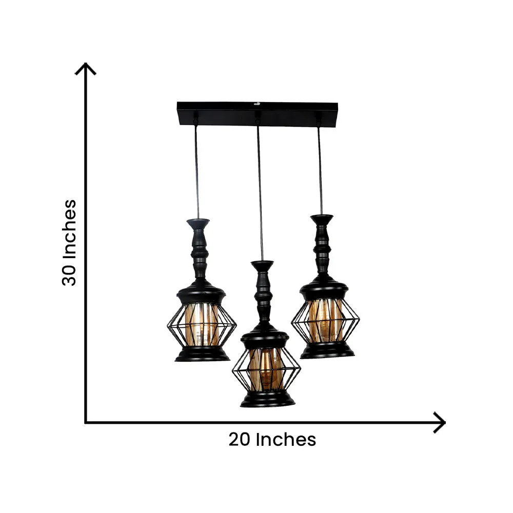 Smokey Black Ancient Motif Cluster Hanging Lights