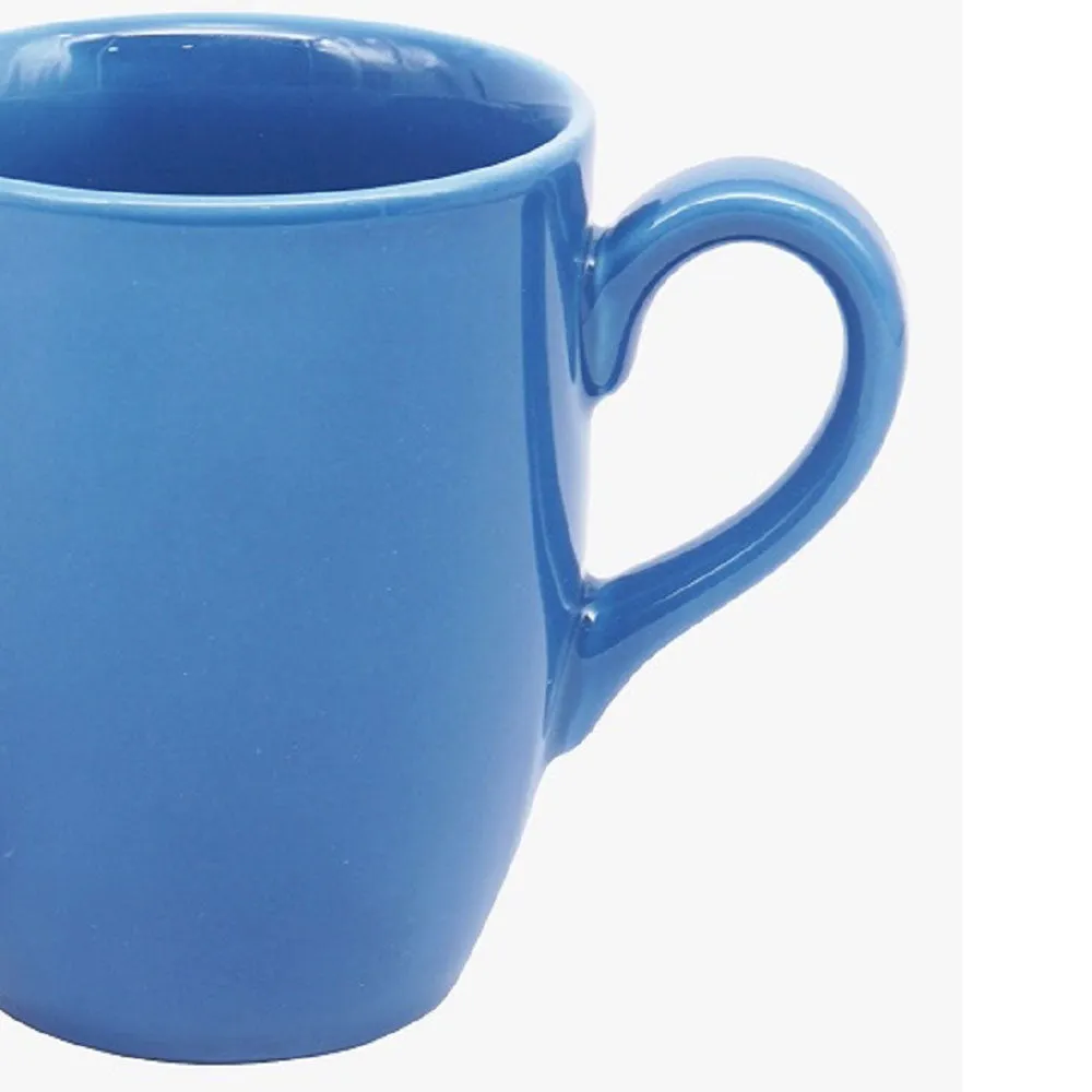 Smooth Ocean Blue Porcelain Coffee Mugs Set Of 2