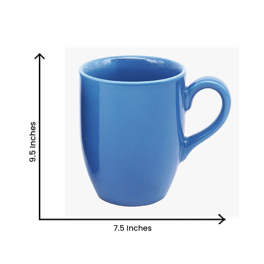 Smooth Ocean Blue Porcelain Coffee Mugs Set Of 2