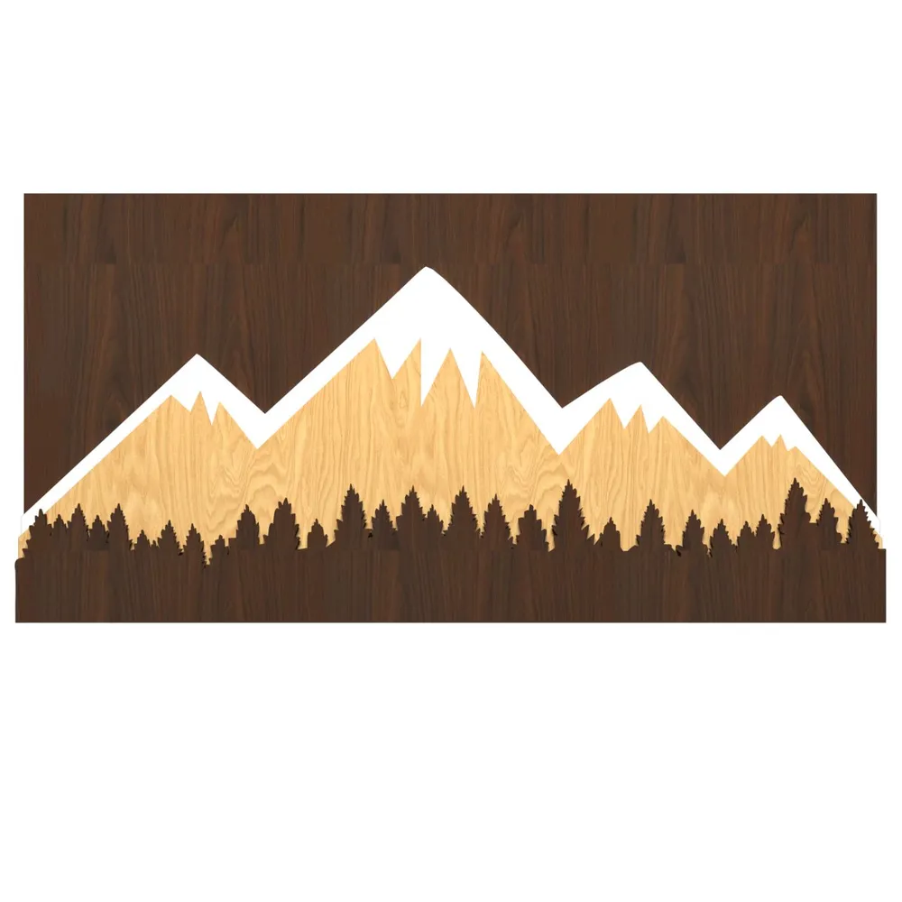 Snow-capped Mountain Backlit Acrylic Wall Art / Night Light, Walnut or Oak Finish