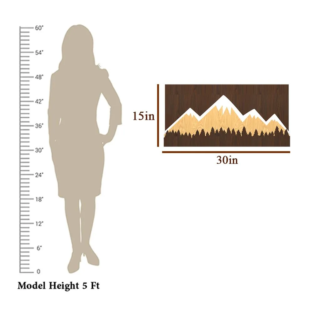 Snow-capped Mountain Backlit Acrylic Wall Art / Night Light, Walnut or Oak Finish