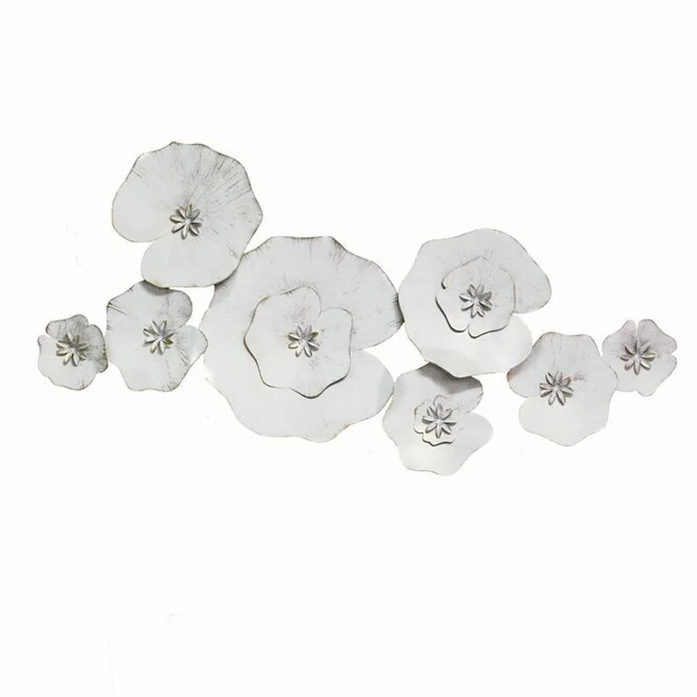 Snow White Handcrafted Flowers Metal Wall Art