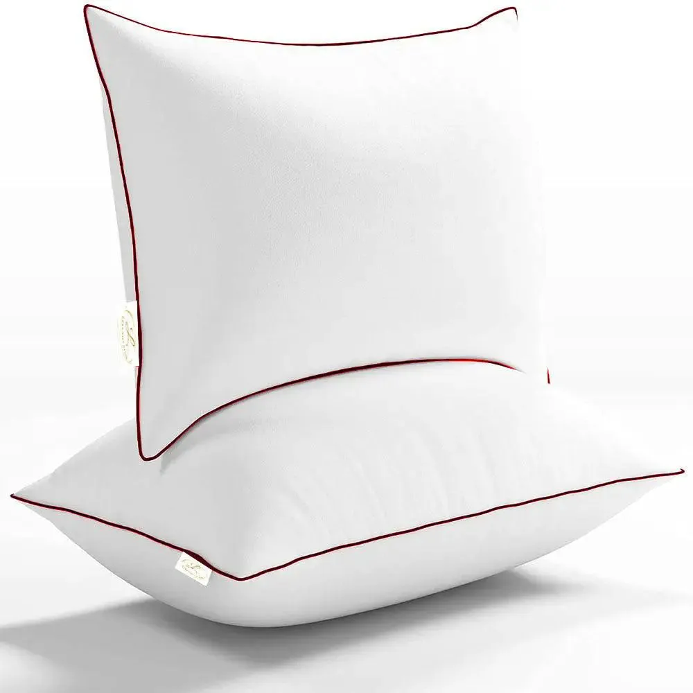 Snug Hollow Fibre Sleeping Pillow (Set of 2, 20*30 inches) Pink Piping