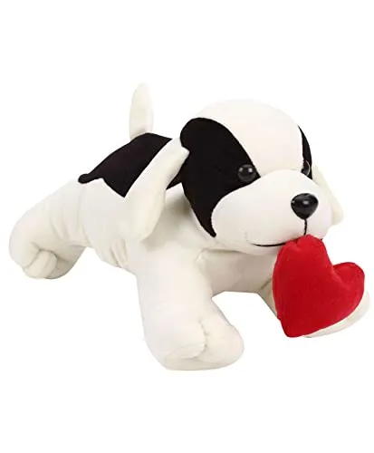 Soft Feel Mushy White Doggy With Heart Soft Toy