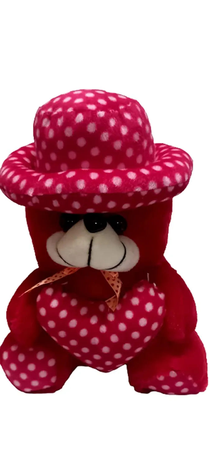 Soft Mushy Cap Teddy Bear Red