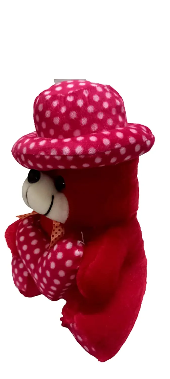 Soft Mushy Cap Teddy Bear Red
