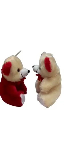 Soft Mushy Cute Teddy Bear Pack Of 6 In Butter & Red
