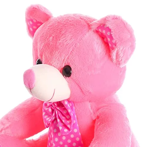Soft Mushy Polka Bow Tie Teddy Bear Pink