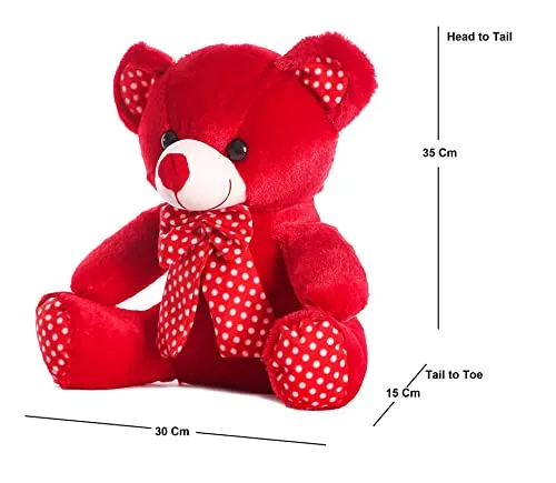 Soft Mushy Polka Bow Tie Teddy Bear Pink