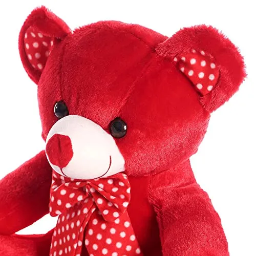 Soft Mushy Polka Bow Tie Teddy Bear Pink