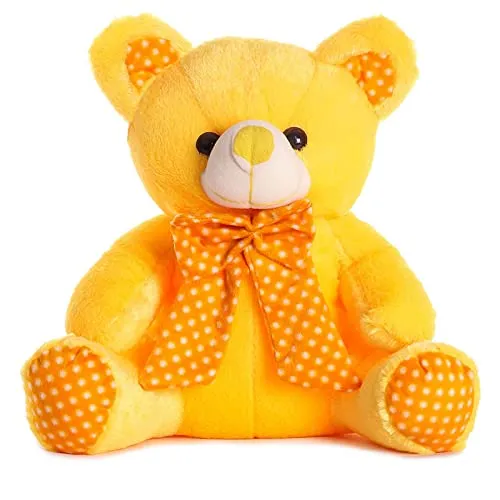 Soft Mushy Polka Bow Tie Teddy Bear Yellow