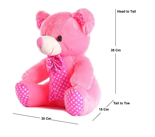 Soft Mushy Polka Bow Tie Teddy Bear Pink