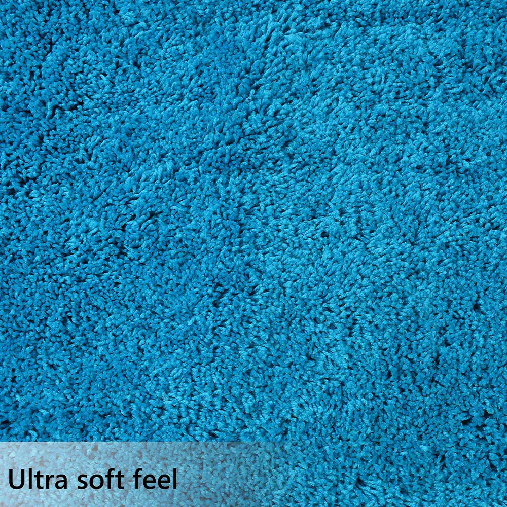 Solid Blue Soft Feel Anti-Skid 100% Cotton Designer Carpet 2X5