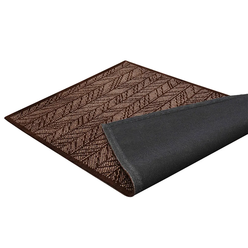 Solid Brown and Beige Abstract Print Polyester Carpet 2X5