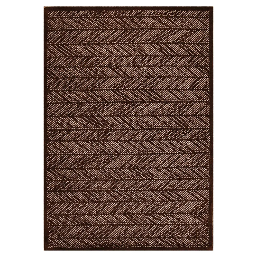Solid Brown and Beige Abstract Print Polyester Carpet 2X5