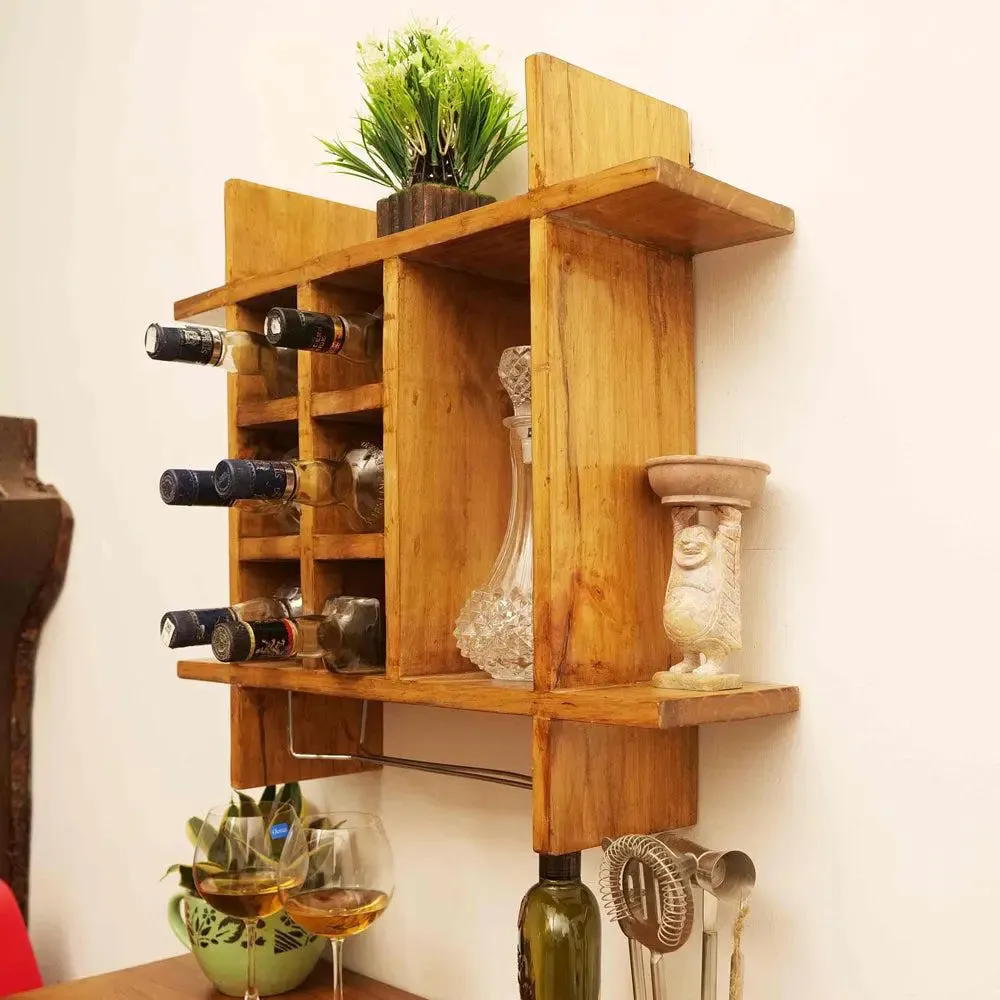 Solid Brown Wooden Wall Shelves for Bedroom