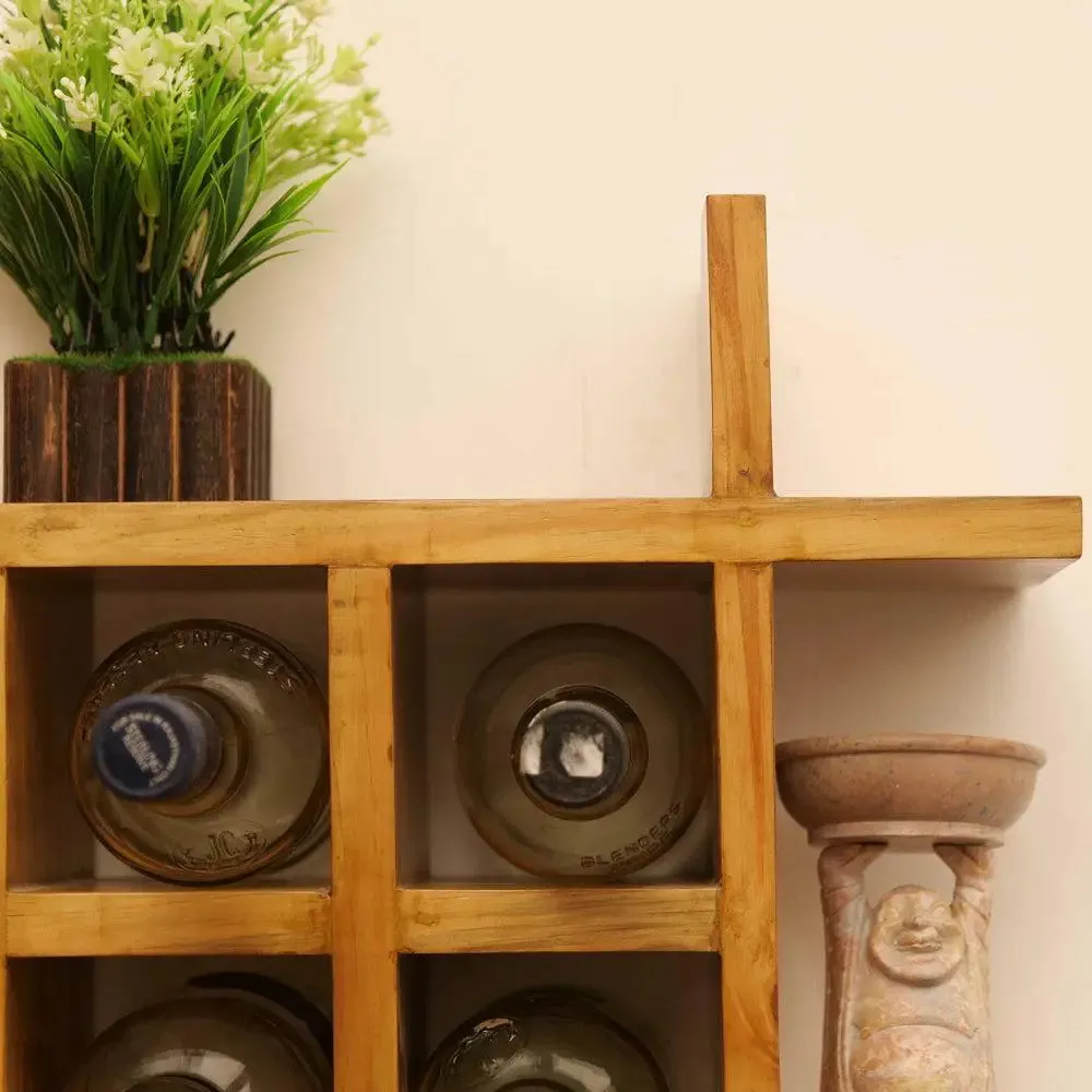 Solid Brown Wooden Wall Shelves for Bedroom