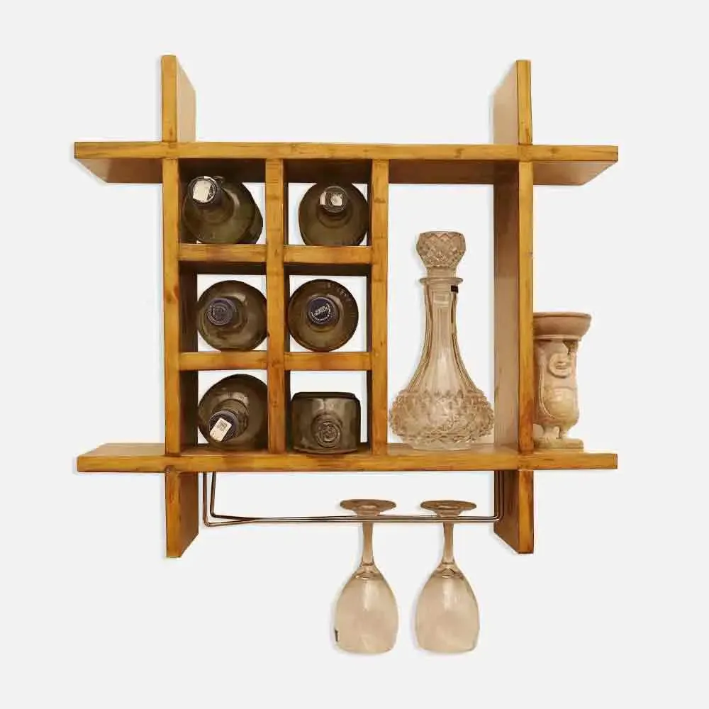 Solid Brown Wooden Wall Shelves for Bedroom