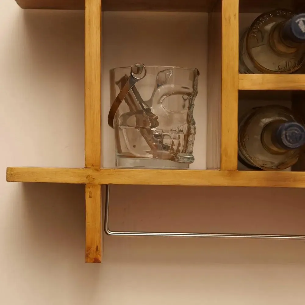 Solid Brown Wooden Wall Shelves for Bedroom