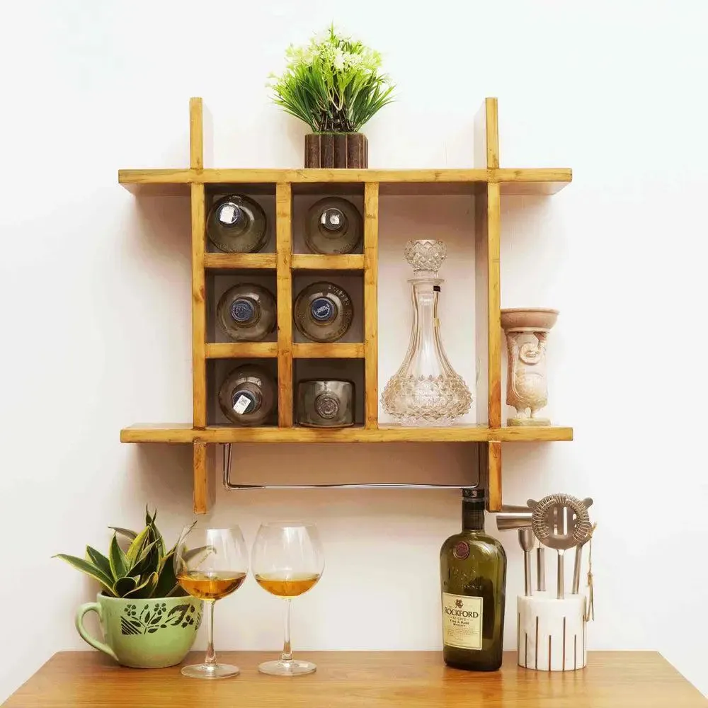 Solid Brown Wooden Wall Shelves for Bedroom