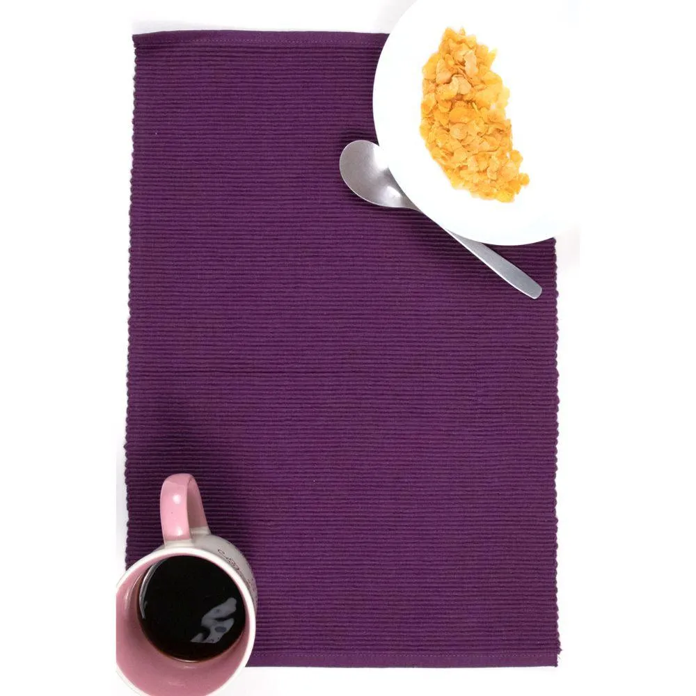 Solid Burgundy Ribbed Placemat/ Table Mat (Set of 2)
