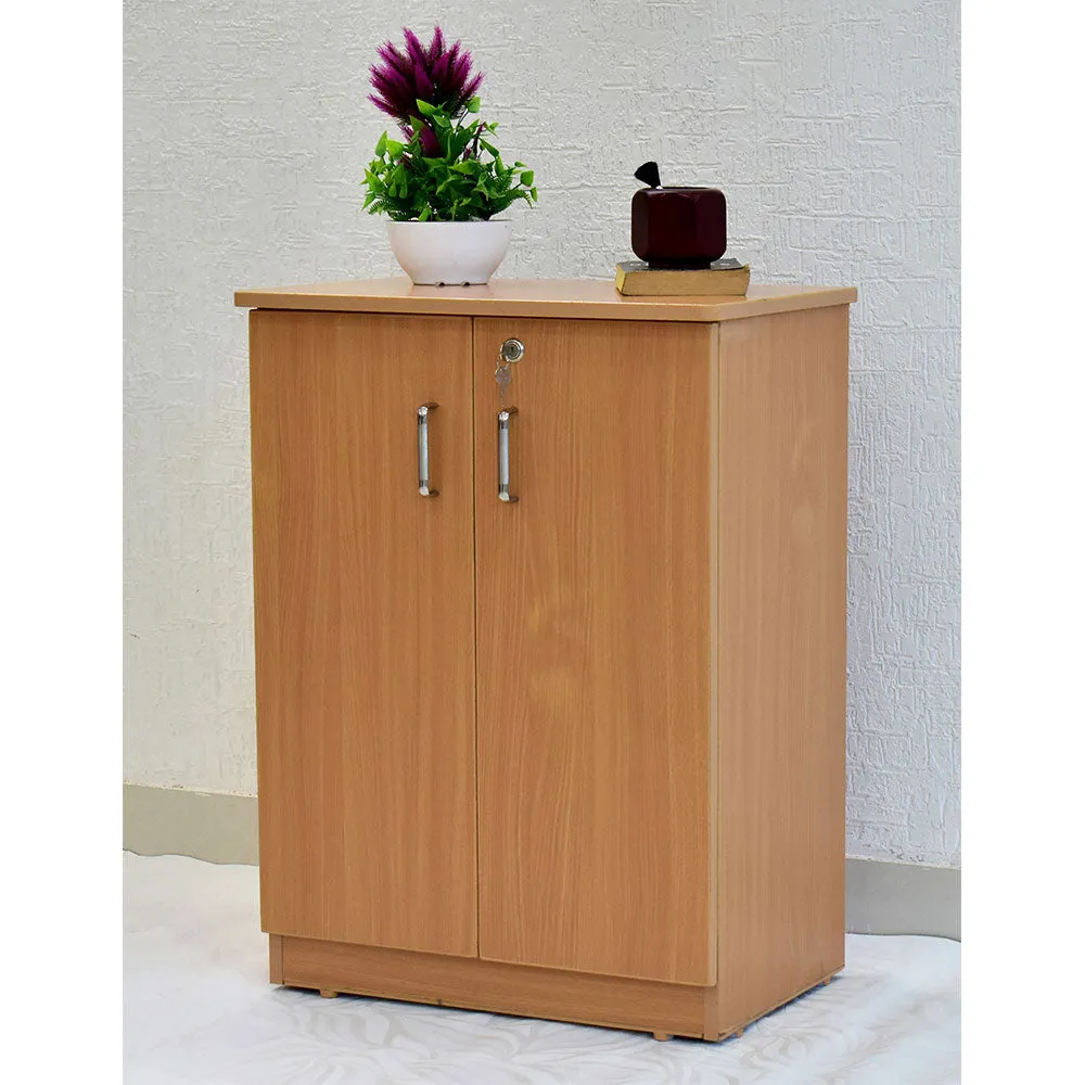 Solid Engineered Wood Beige 4 Partitioned Shoe Cabinet