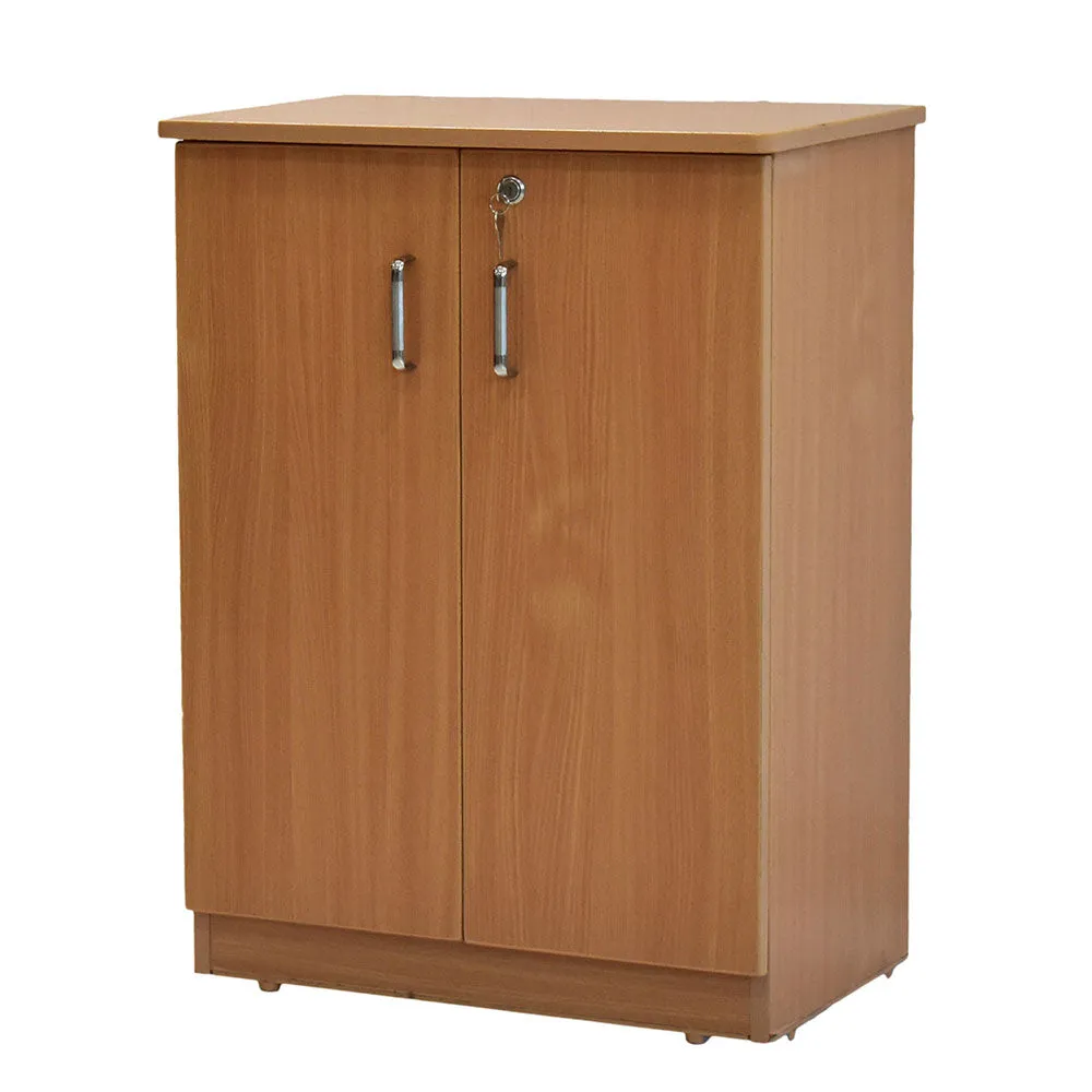 Solid Engineered Wood Beige 4 Partitioned Shoe Cabinet