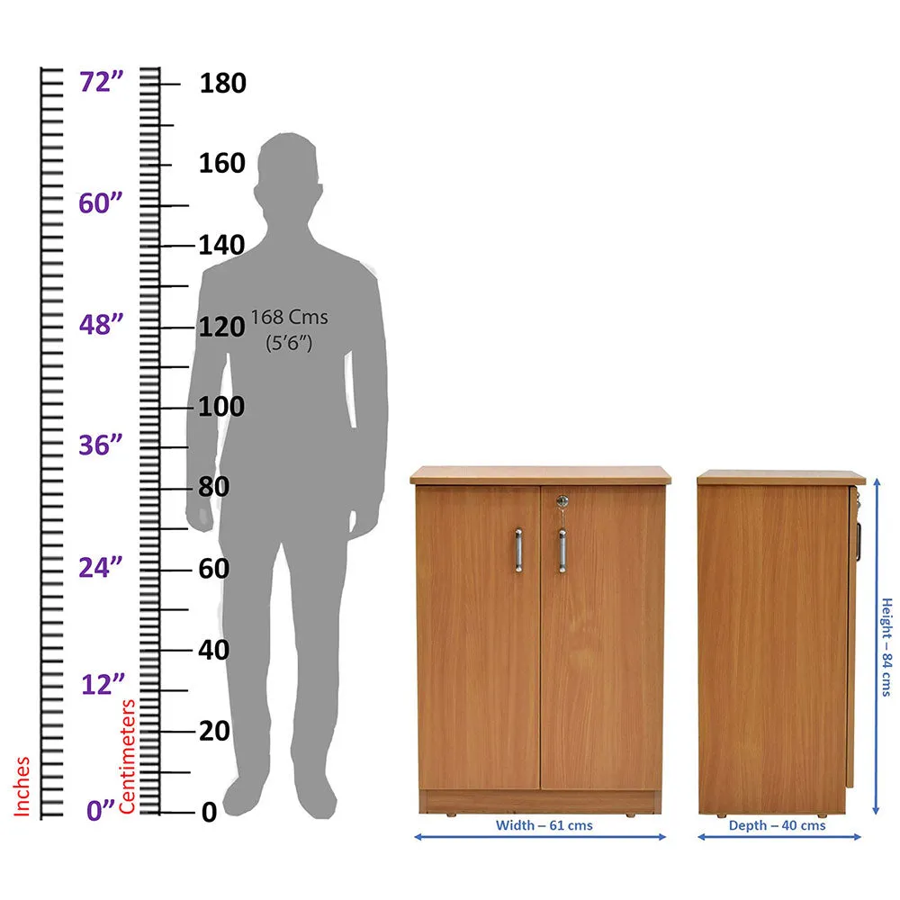 Solid Engineered Wood Beige 4 Partitioned Shoe Cabinet