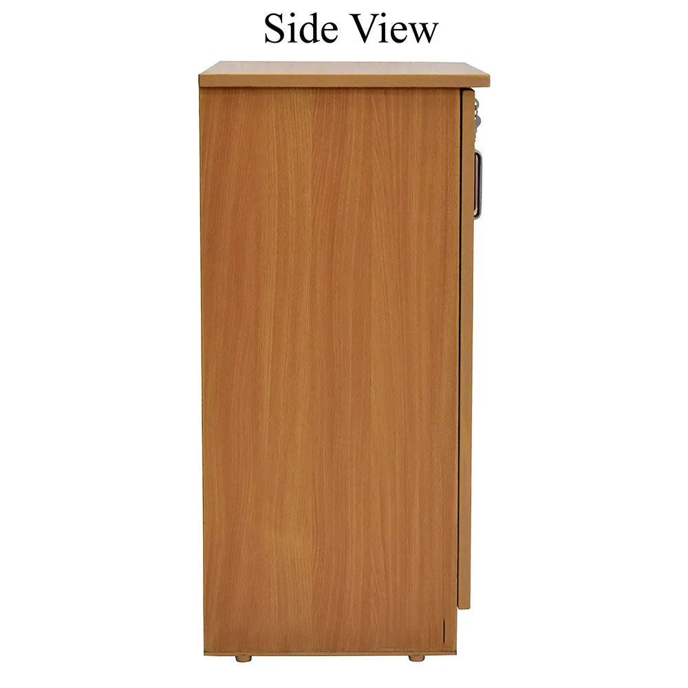 Solid Engineered Wood Beige 4 Partitioned Shoe Cabinet
