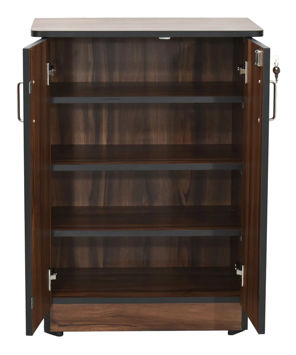 Solid Engineered Wood Dark Walnut 4 Partitioned Shoe Cabinet
