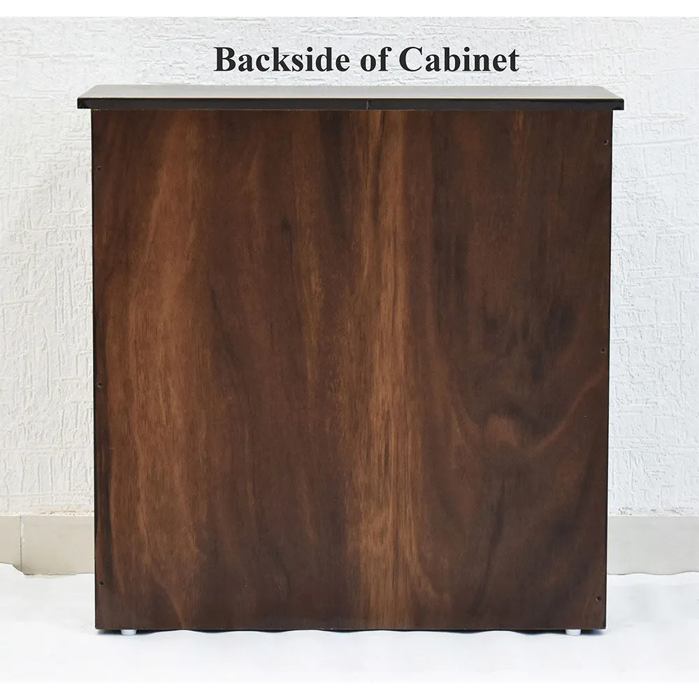 Solid Engineered Wood Dark Walnut 4 Partitioned Shoe Cabinet With Drawer