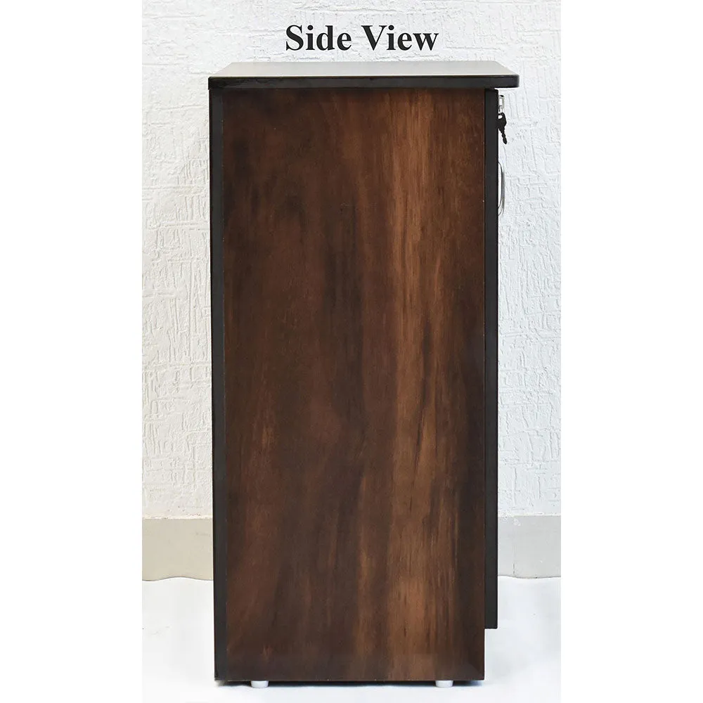 Solid Engineered Wood Dark Walnut 4 Partitioned Shoe Cabinet With Drawer