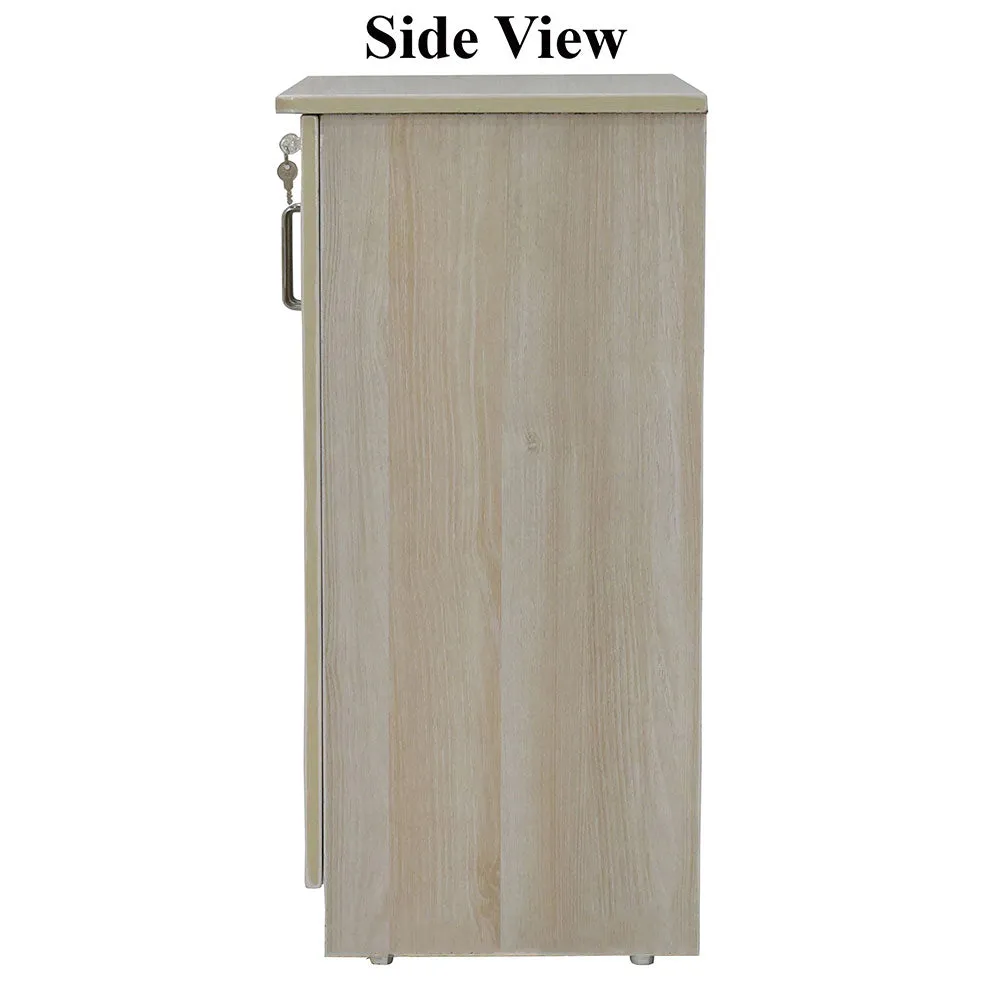 Solid Engineered Wood White 4 Partitioned Shoe Cabinet