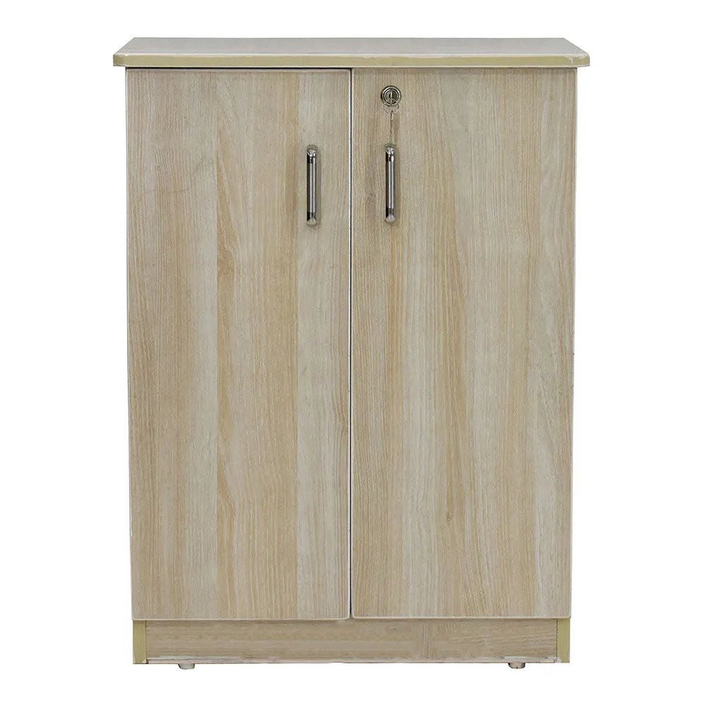 Solid Engineered Wood White 4 Partitioned Shoe Cabinet