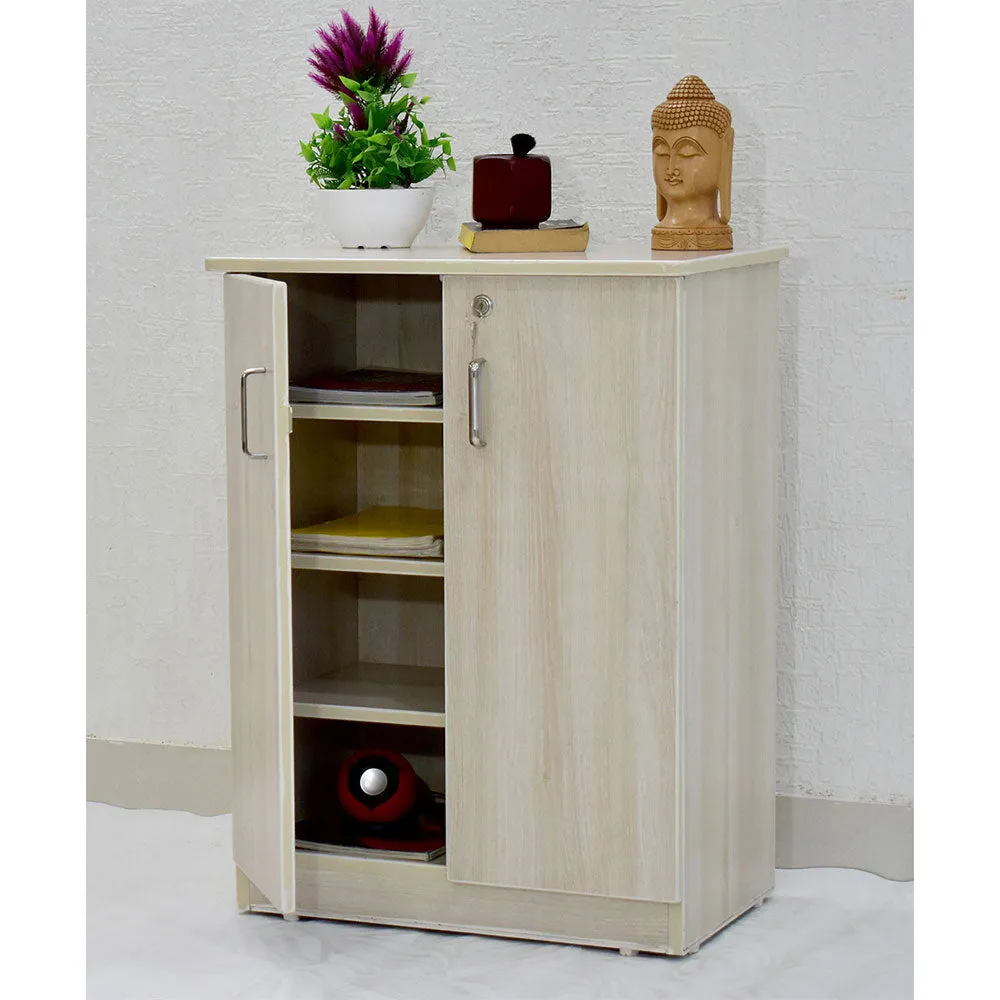 Solid Engineered Wood White 4 Partitioned Shoe Cabinet