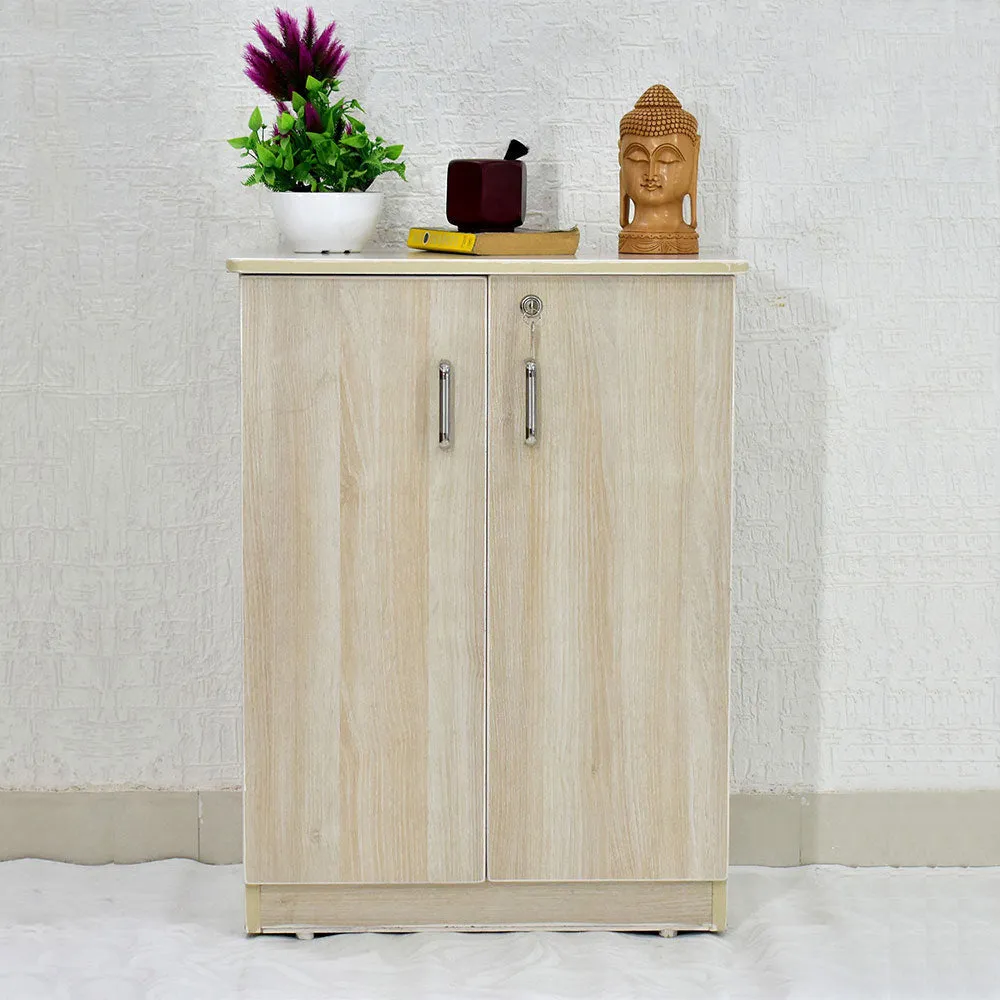 Solid Engineered Wood White 4 Partitioned Shoe Cabinet