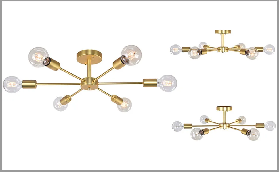 Solid Fitted Golden Contemporary Ceiling Light/Chandelier