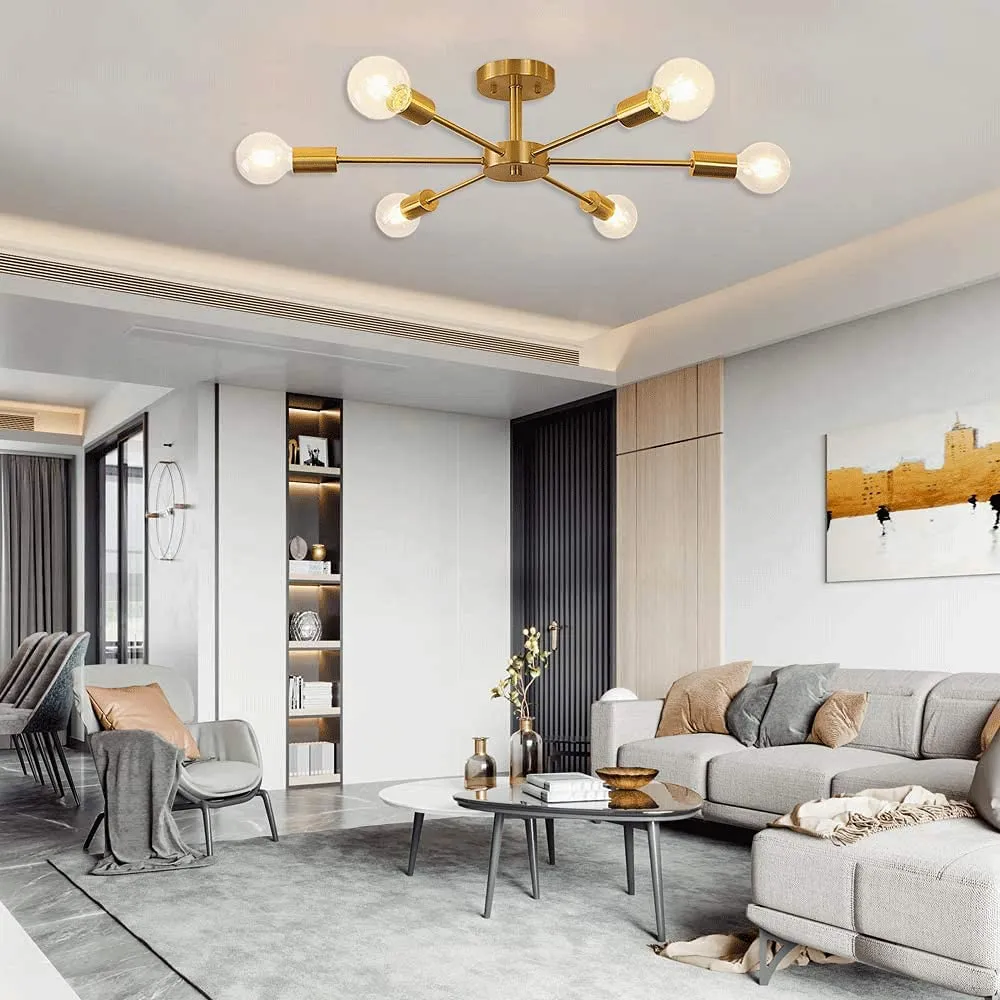 Solid Fitted Golden Contemporary Ceiling Light/Chandelier