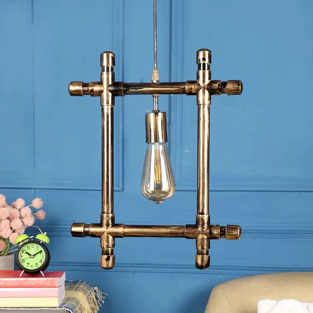 Solid Golden Framed Contemporary Hanging Light