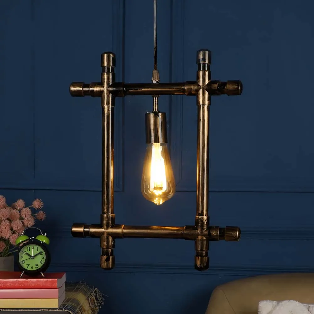 Solid Golden Framed Contemporary Hanging Light