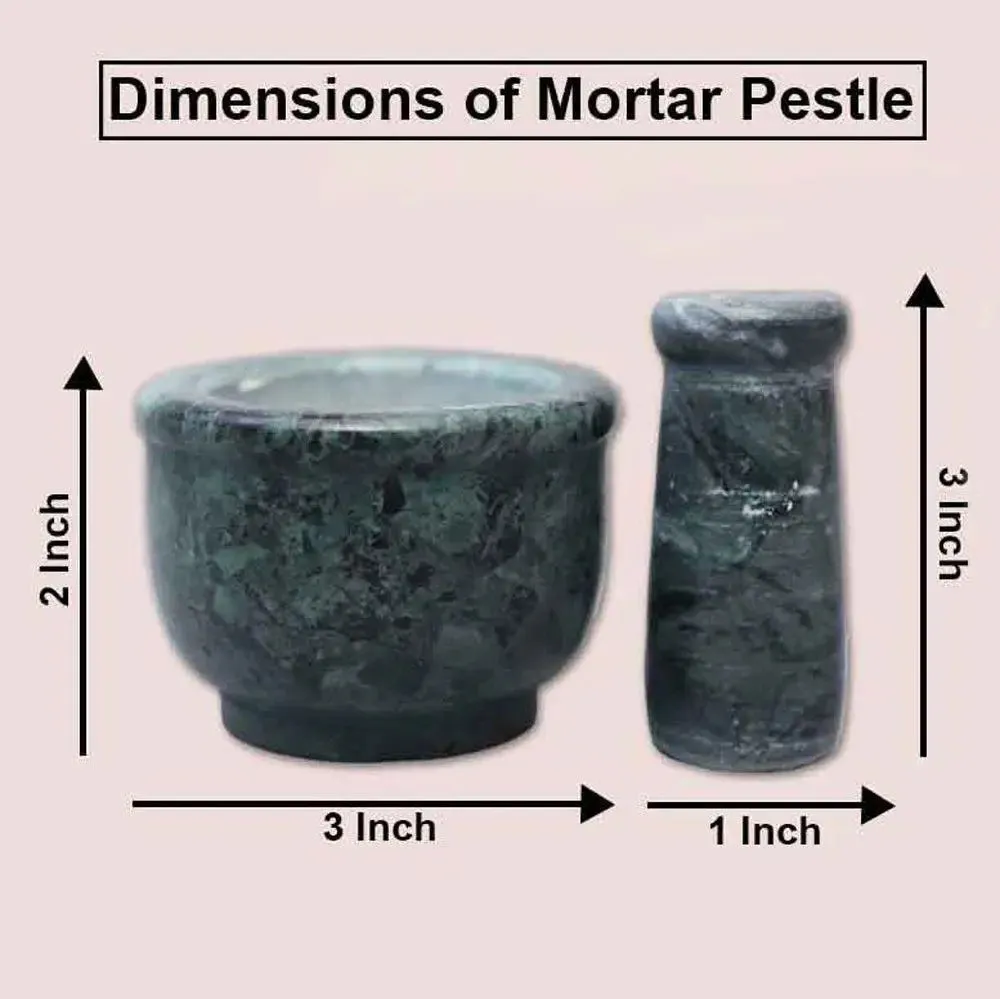 Solid Green Marble Black Mortar and Pestle