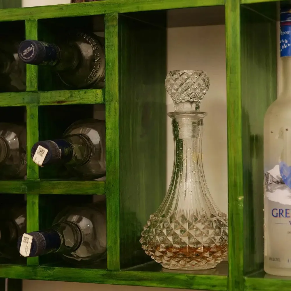 Solid Green Wooden Wall Shelves for Bedroom