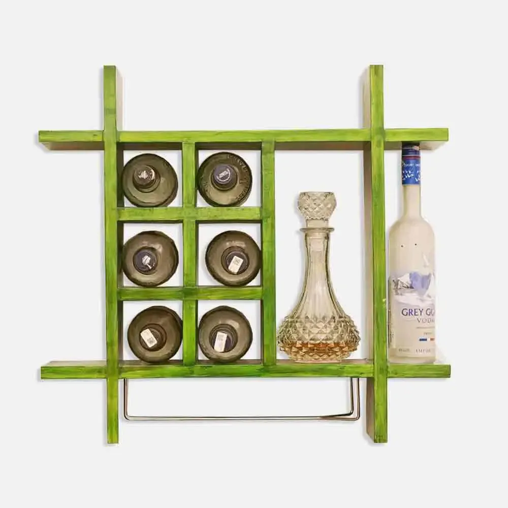 Solid Green Wooden Wall Shelves for Bedroom