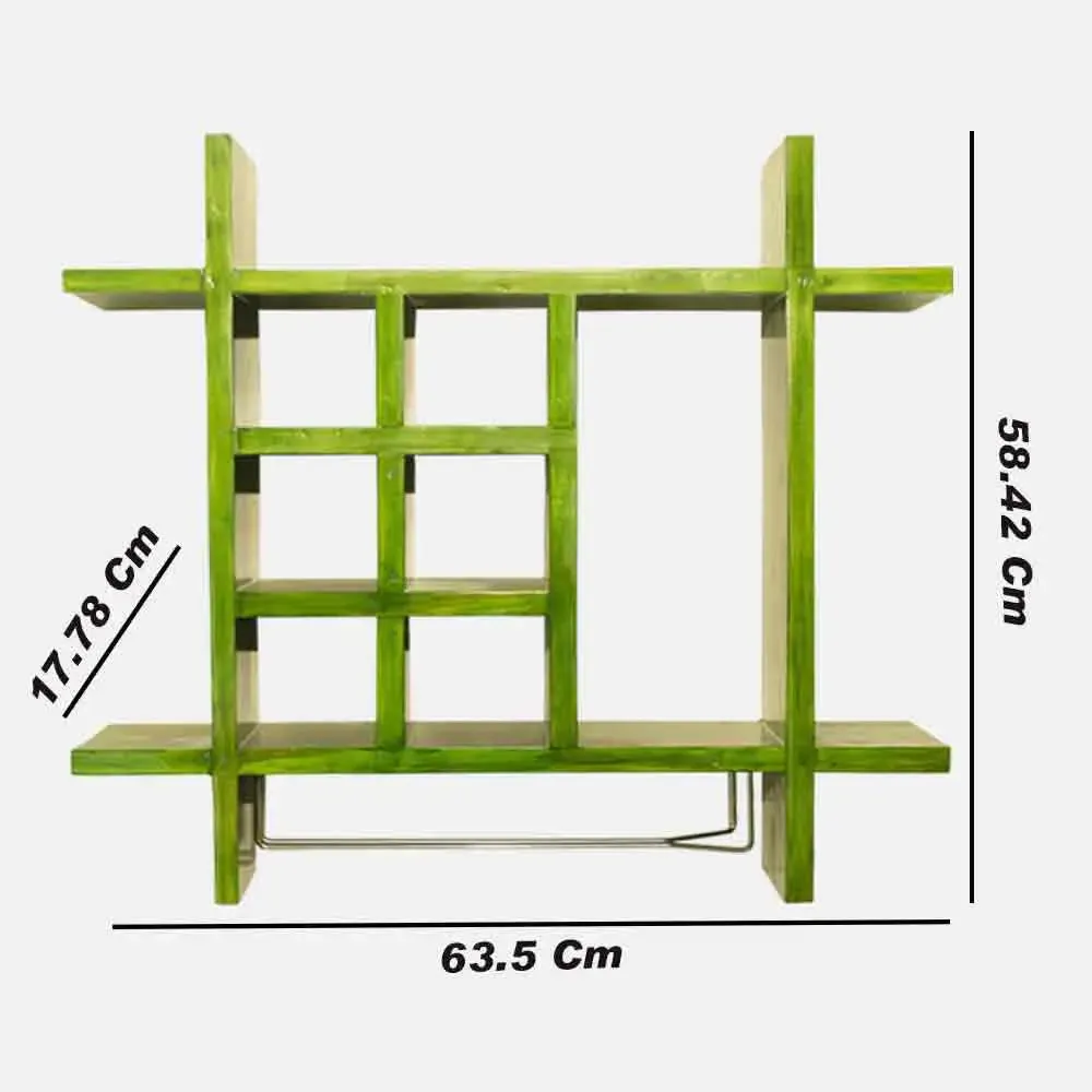Solid Green Wooden Wall Shelves for Bedroom