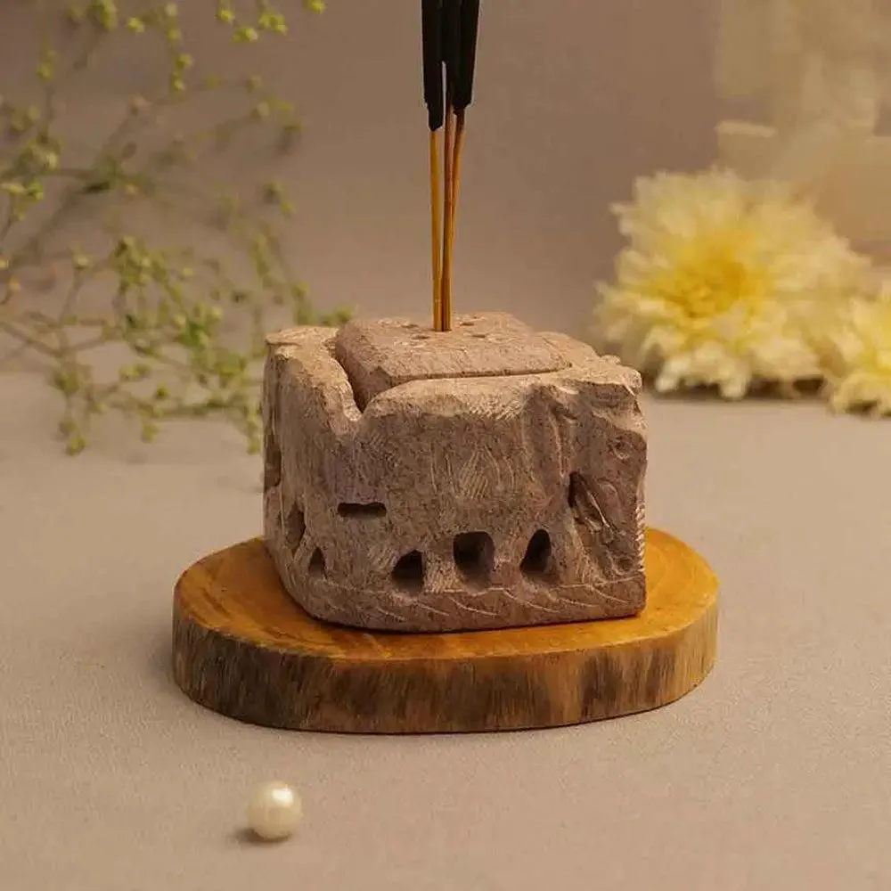 Solid Intricately Handcrafted Marble Soapstone Incense Stick Holder