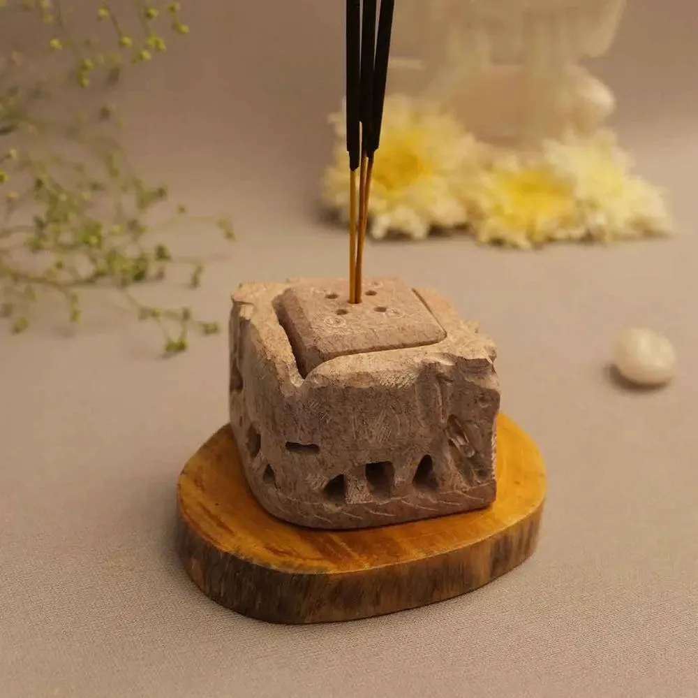 Solid Intricately Handcrafted Marble Soapstone Incense Stick Holder